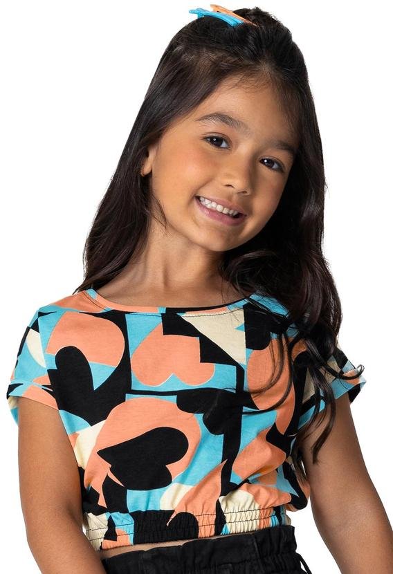 Imagem principal Blusa Preto Cropped Geométrico Menina Malwee Kids Malwee Kids
