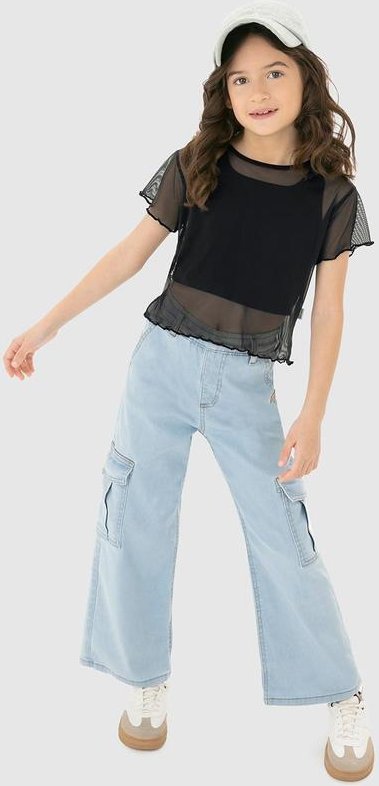 Conjunto Preto Blusa & Top Tule Menina