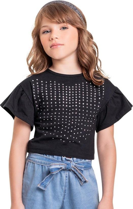 Imagem principal Cropped Infantil em Cotton Preto Quimby Quimby