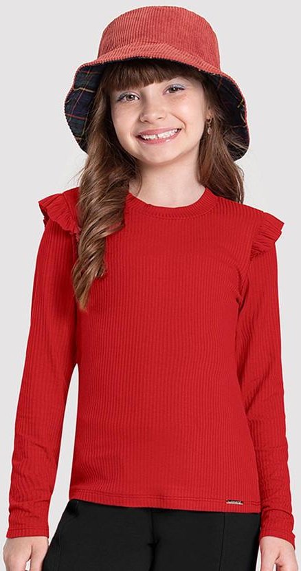 Imagem principal Blusa Canelada com Babados Vermelho Alakazoo Alakazoo