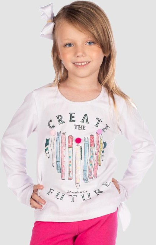 Blusa Cotton com Estampa de Canetas Branco