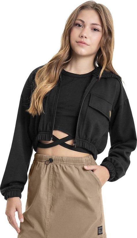 Imagem principal Blusa Cropped Básica em Cotton Juvenil Preto Gloss Gloss