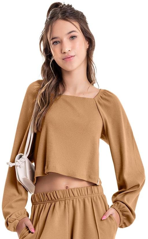 Imagem principal Blusa Cropped Básica Juvenil Marrom Gloss Gloss