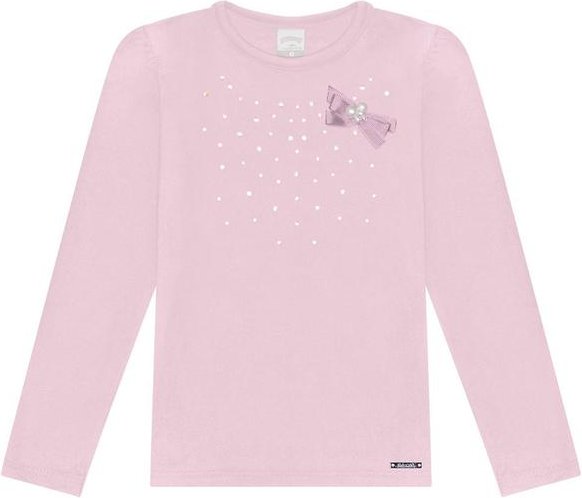 Blusa de Mangas Longas Menina com Strass Rosa