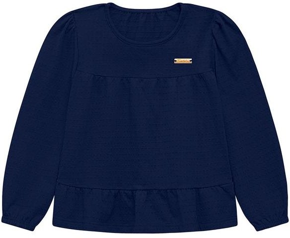 Blusa Infantil Ana Bola com Plaquinha Azul