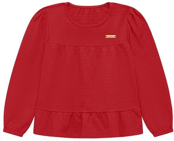Blusa Infantil Ana Bola com Plaquinha Vermelho