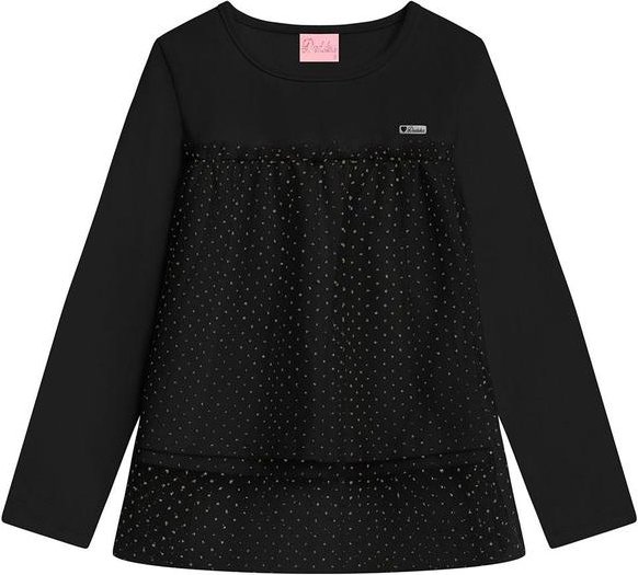 Blusa Infantil em com Tule Preto