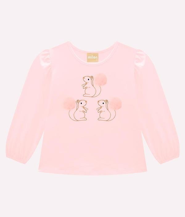 Imagem principal Blusa Infantil Menina Bordado Rosa Milon Milon