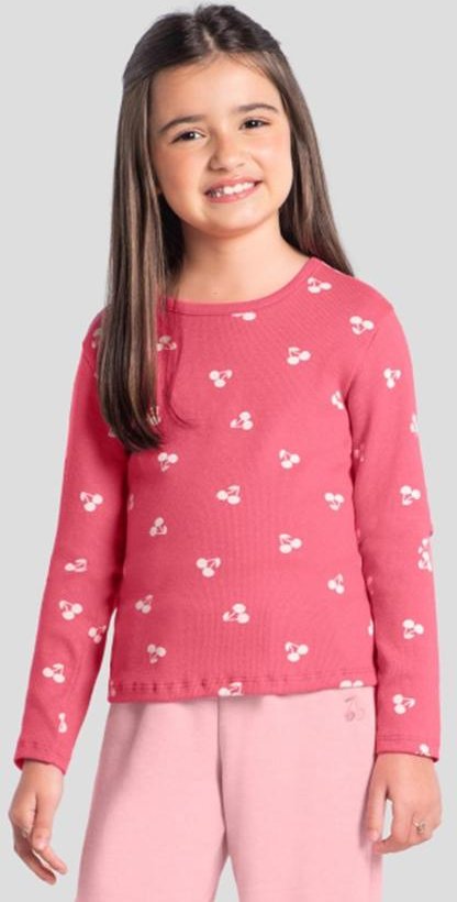 Blusa Infantil Menina em Ribana Rosa