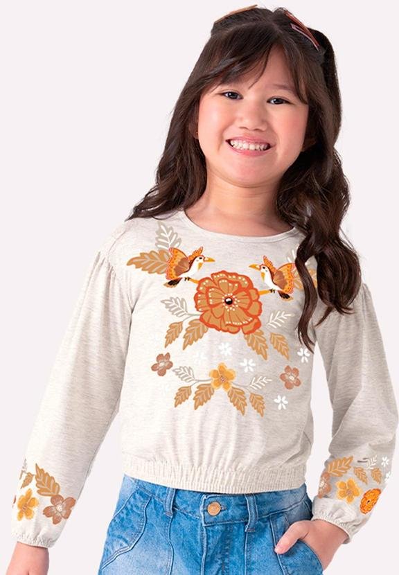 Imagem principal Blusa Infantil Menina Estampa Cinza Nanai Nanai