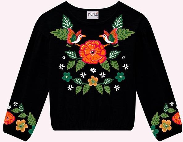 Blusa Infantil Menina Estampa Preto