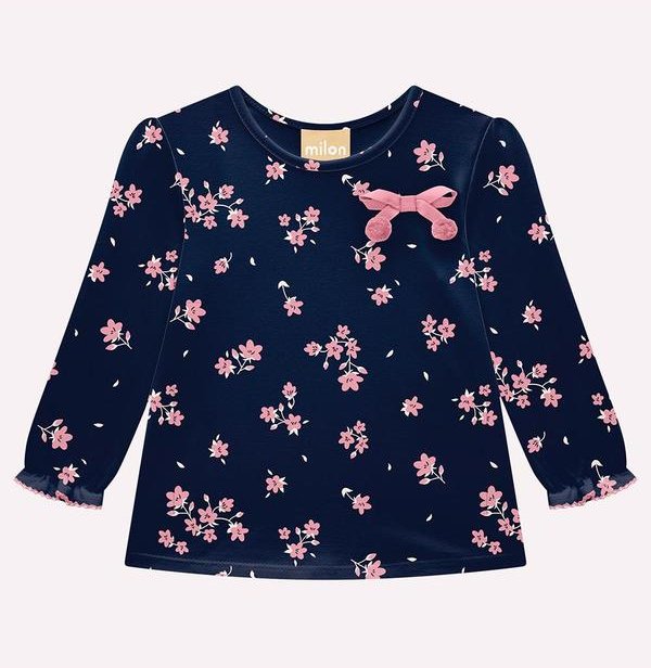 Imagem principal Blusa Infantil Menina Flores Azul Milon Milon