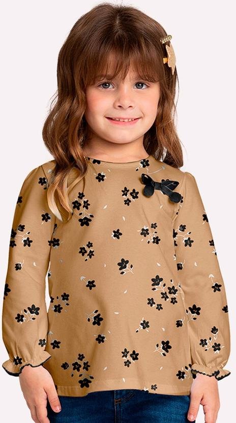 Imagem principal Blusa Infantil Menina Flores Marrom Milon Milon