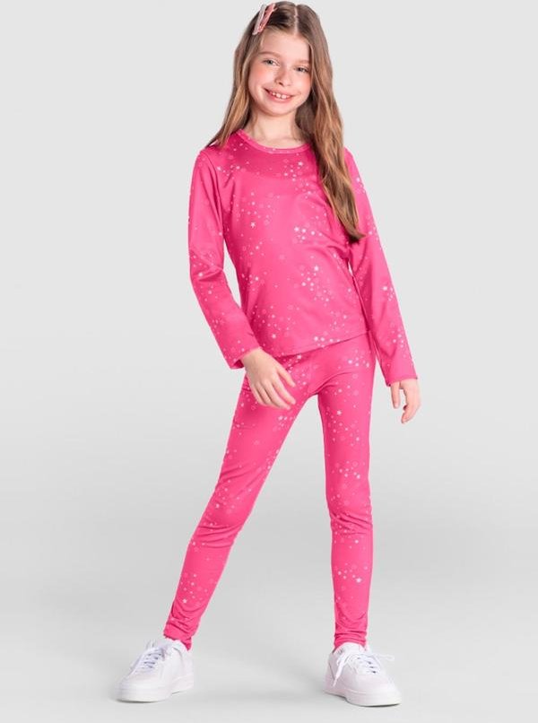 Blusa Infantil Menina Térmica Florida Rosa