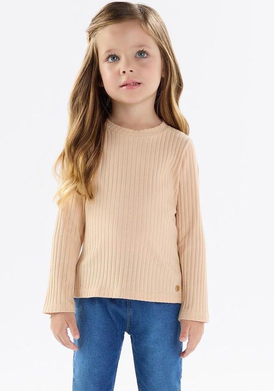 Blusa Malha Canelada 9x4 Bege