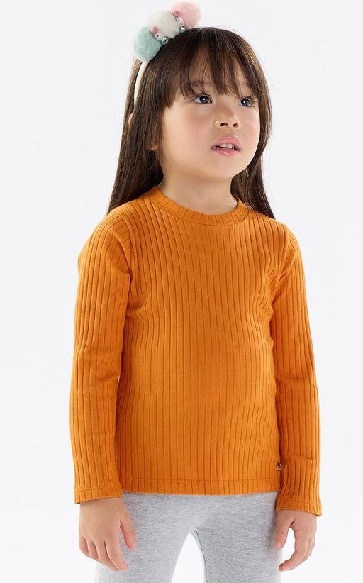 Blusa Malha Canelada 9x4 Laranja