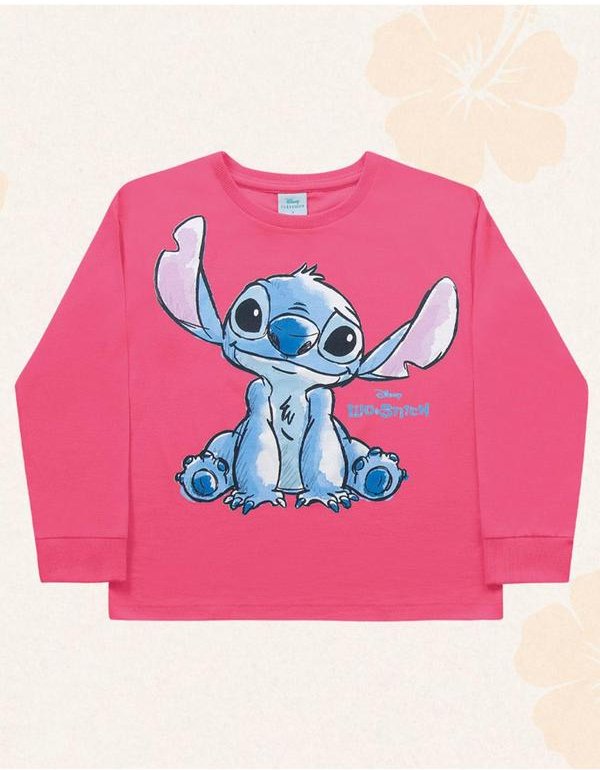 Imagem principal Blusa Manga Longa Lilo & Stitch Rosa Fakini Kids Fakini Kids
