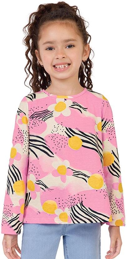 Blusa Mullet Floral Menina Rosa