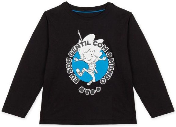 Camiseta Vito Manga Longa Infantil Unissex Preto