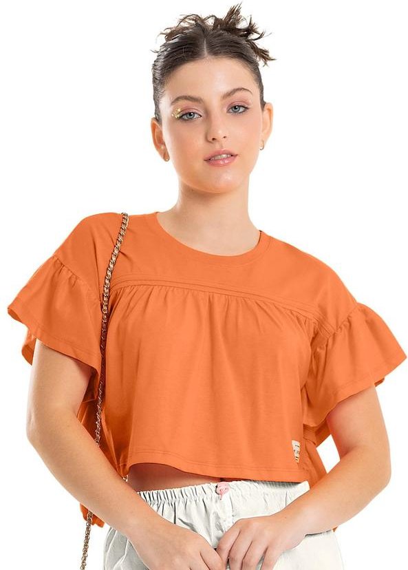 Imagem principal Blusa Cropped com Babados Laranja Gloss Gloss
