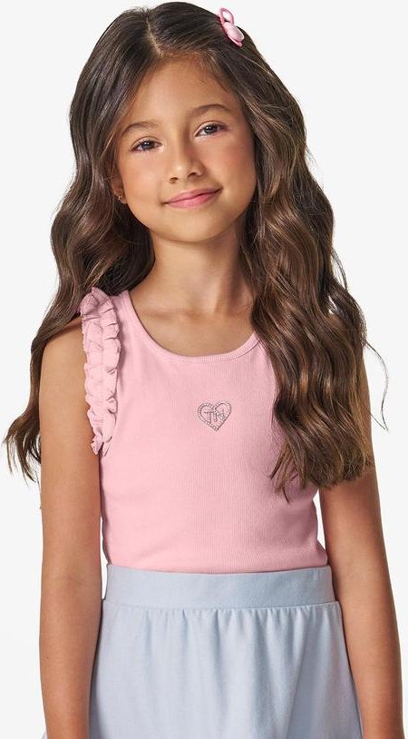 Regata Infantil Feminina em Ribana 2x1 Rosa