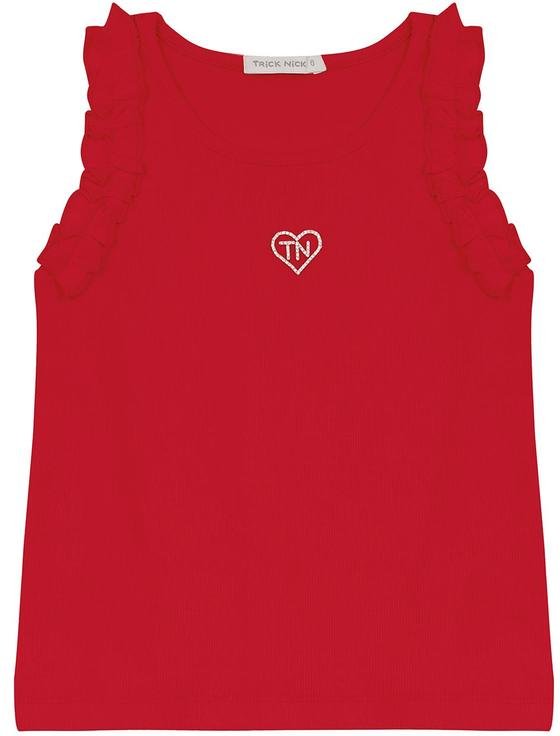 Regata Infantil Feminina em Ribana 2x1 Vermelho