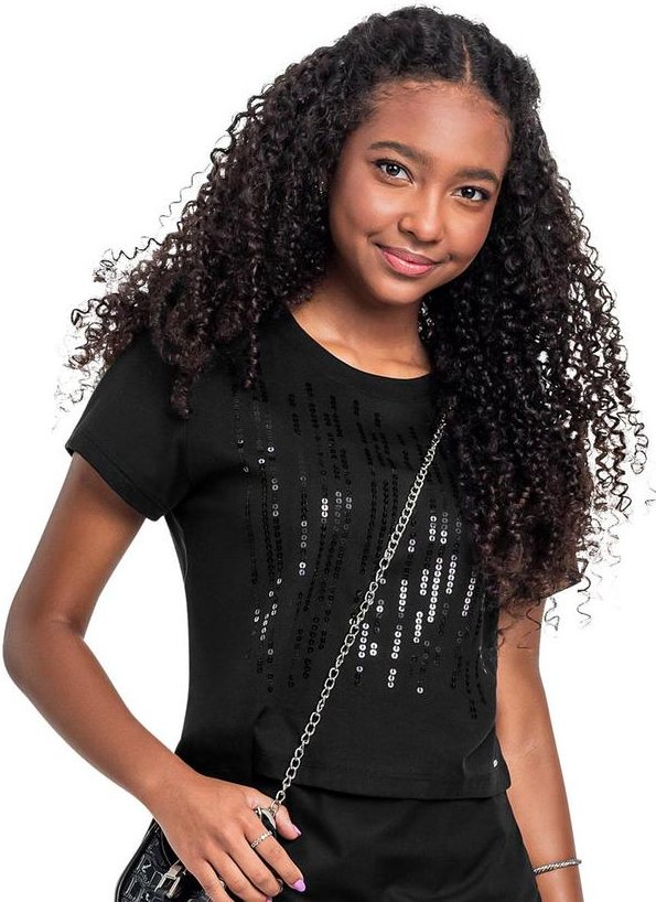 Imagem principal Blusa com Paetê Juvenil Preto Gloss Gloss