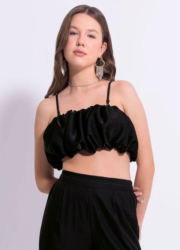 Blusa Cropped em Viscose Preto