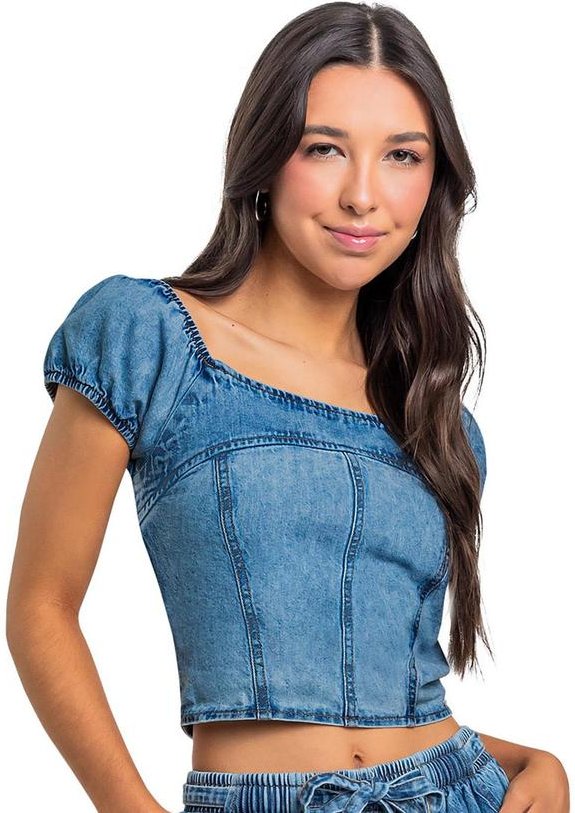 Imagem principal Blusa Cropped Jeans Juvenil Azul Gloss Gloss