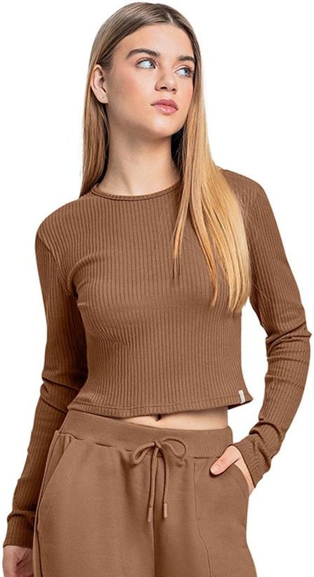 Imagem principal Blusa Cropped Juvenil em Ribana Marrom Gloss Gloss