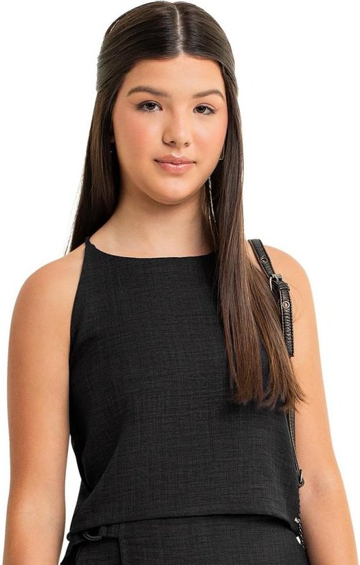 Imagem principal Blusa Cropped Juvenil em Tecido Preto Gloss Gloss