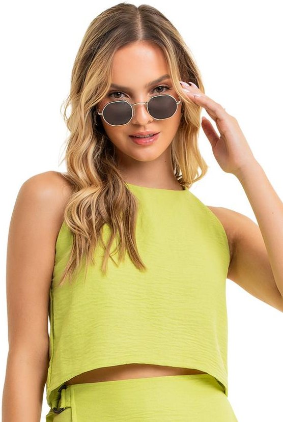 Imagem principal Blusa Cropped Juvenil em Tecido Verde Gloss Gloss