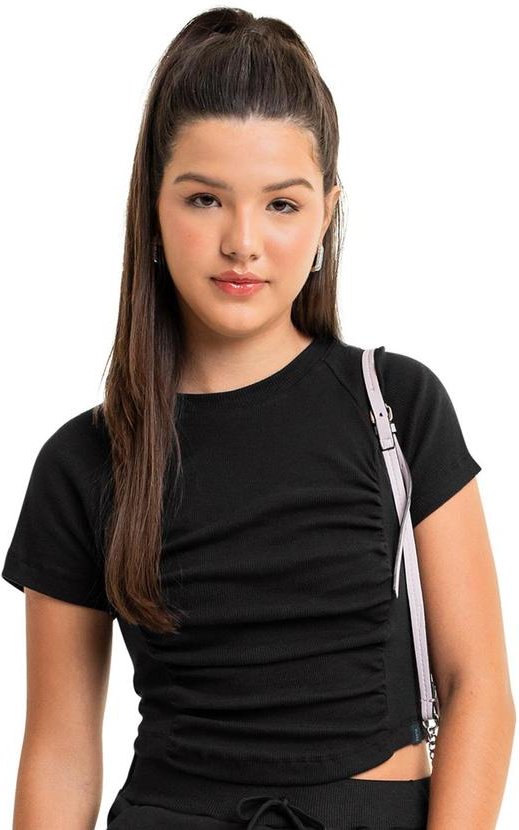 Imagem principal Blusa Cropped Juvenil Preto Gloss Gloss