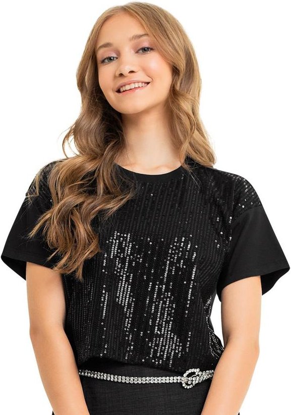 Imagem principal Blusa Juvenil com Paetê para Menina Preto Gloss Gloss