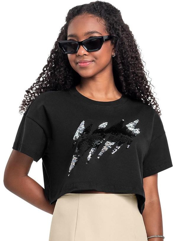 Imagem principal Blusa Juvenil com Paetê Preto Gloss Gloss
