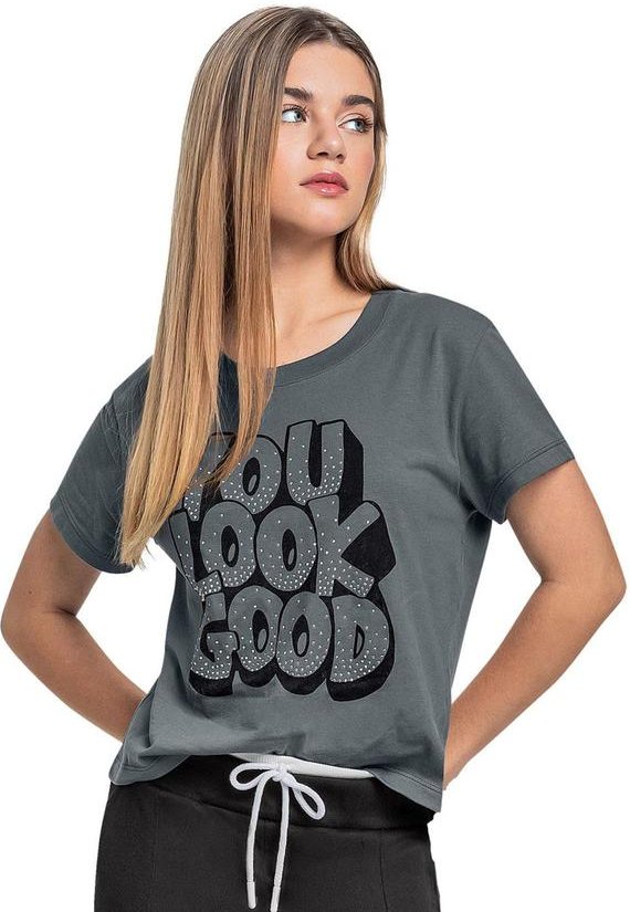 Imagem principal Blusa Juvenil com Strass Cinza Gloss Gloss