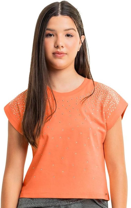 Imagem principal Blusa Juvenil com Strass para Menina Laranja Gloss Gloss