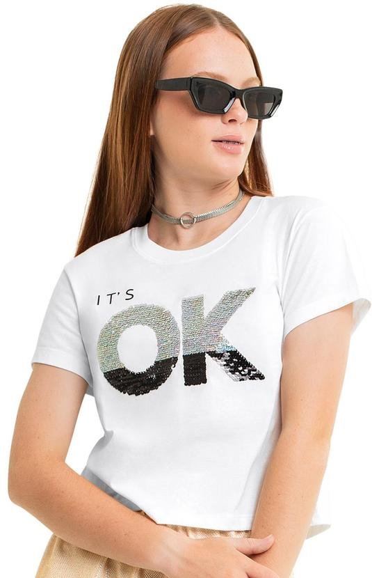 Imagem principal Blusa Juvenil para Menina Branco Gloss Gloss