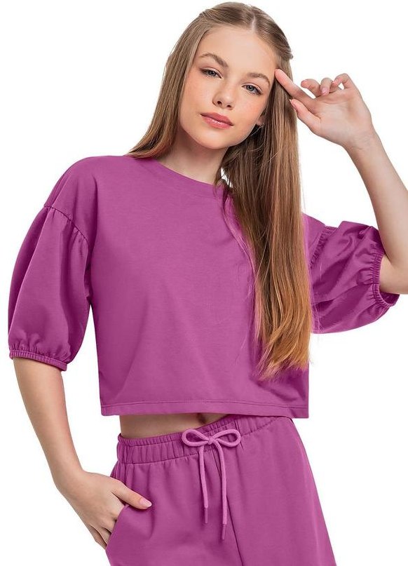 Imagem principal Blusa Manga Longa Juvenil Roxo Gloss Gloss