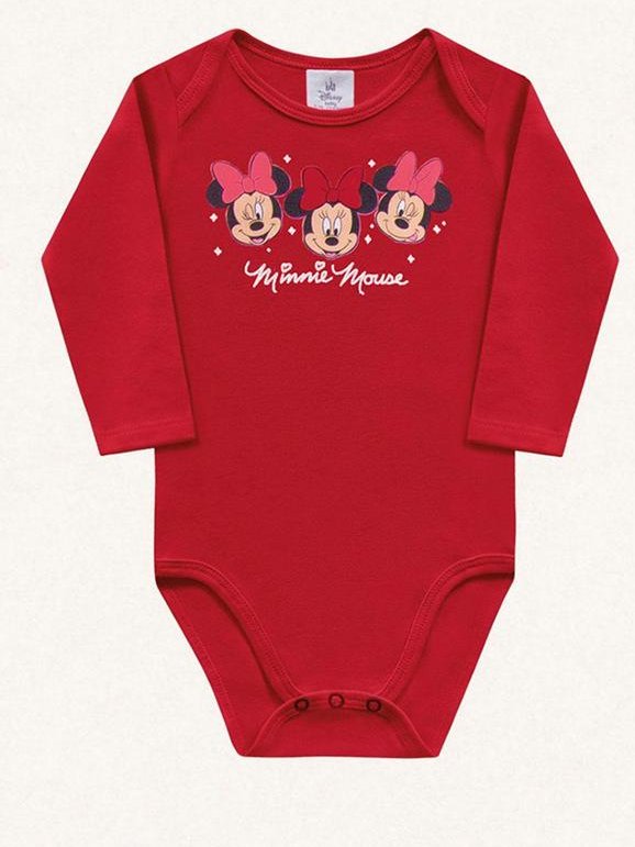 Imagem principal Body Manga Longa Minnie Vermelho Fakini Kids Fakini Kids
