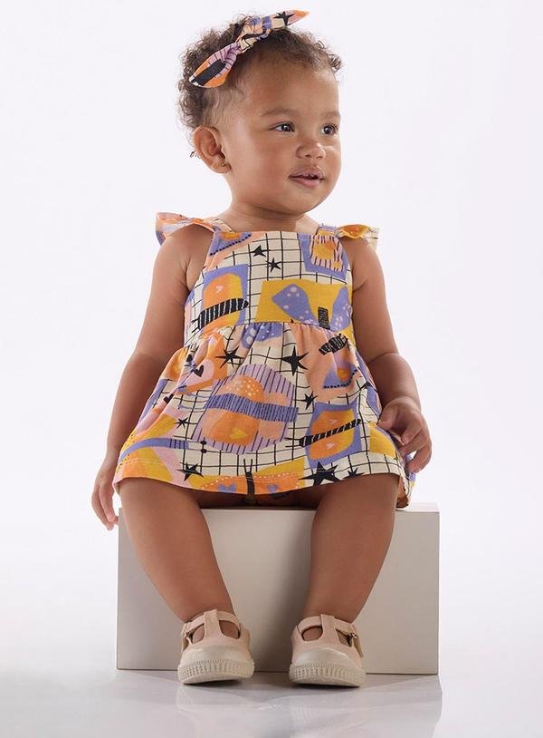 Imagem principal Body Vestido Regata para Bebê Três e Já Branco Três e Já