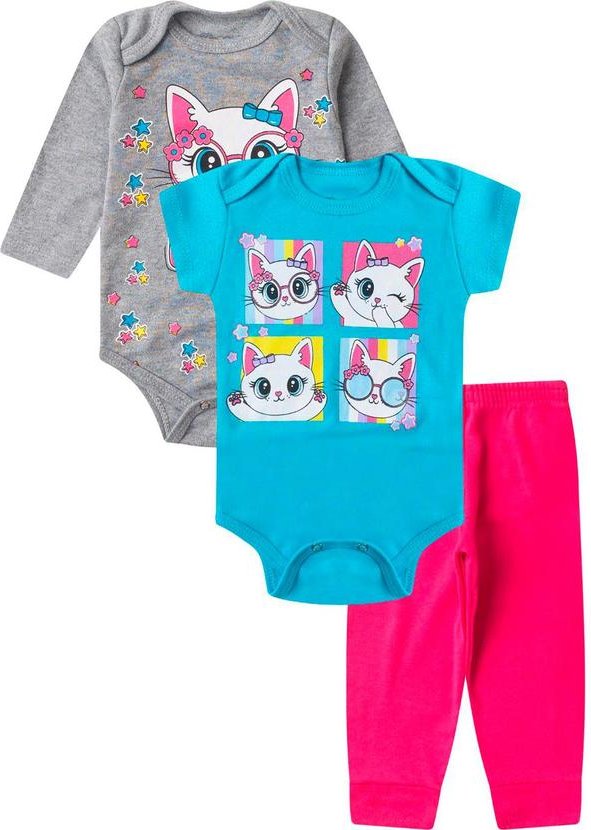 Imagem principal Kit Body Infantil Longo 3 Peças Kappes Rosa Rovitex Rovitex