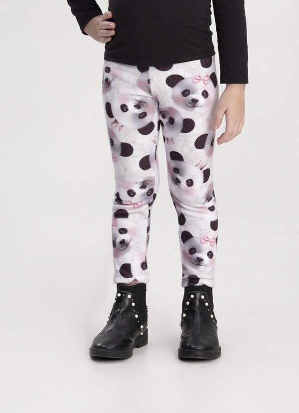Calça Estampada Menina em Malha Soft Branco