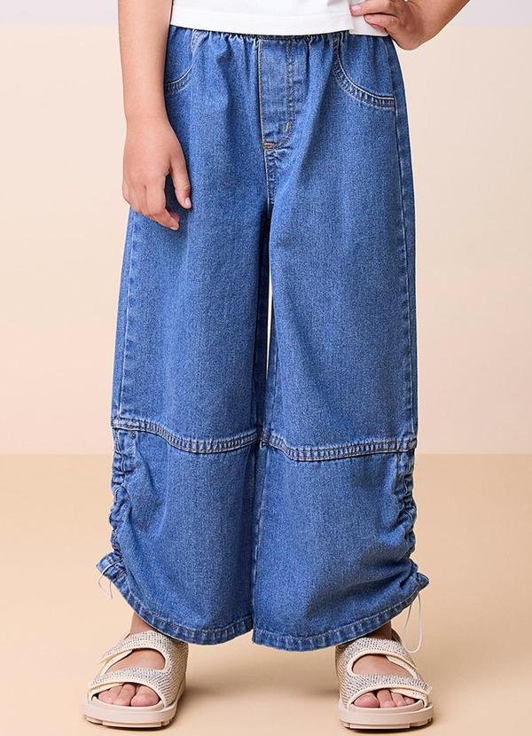 Calça Jeans com Regulador Azul