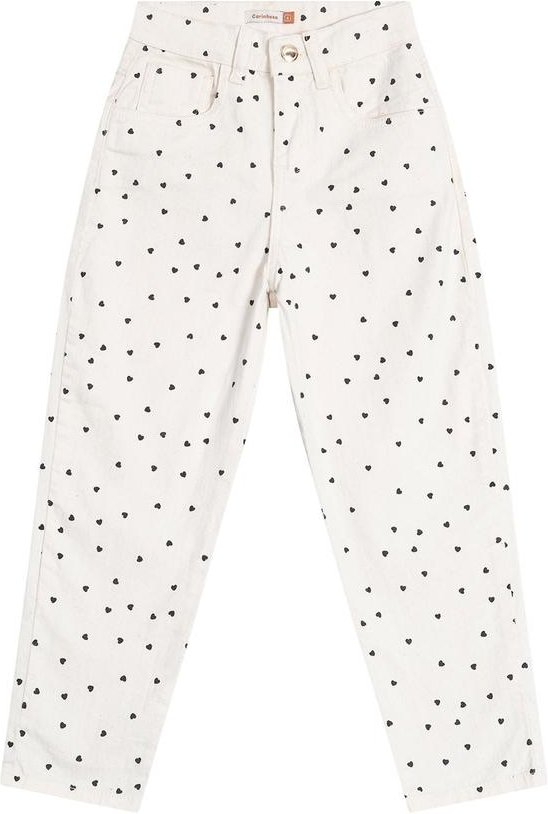 Imagem principal Calça Mom Corações em Sarja Menina Bege Carinhoso Carinhoso