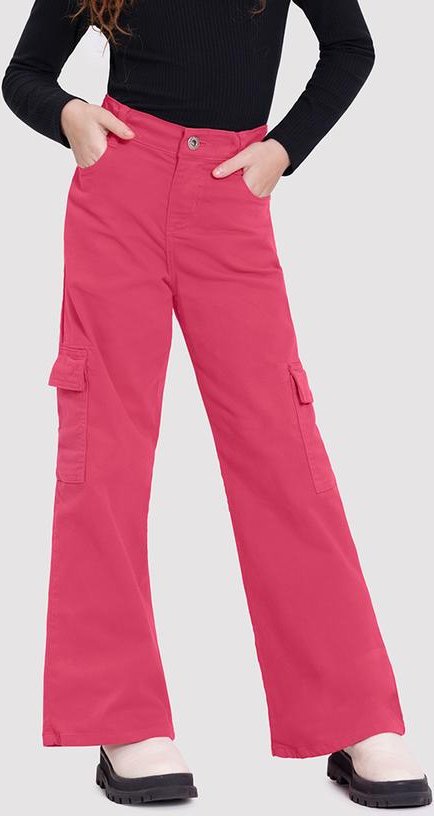Imagem principal Calça Sarja Wide Leg Infantil Menina Cargo Rosa Alakazoo Alakazoo