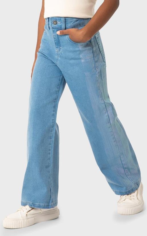 Imagem principal Calça Azul Claro Wide Leg Jeans Holográfico Carinhoso Carinhoso