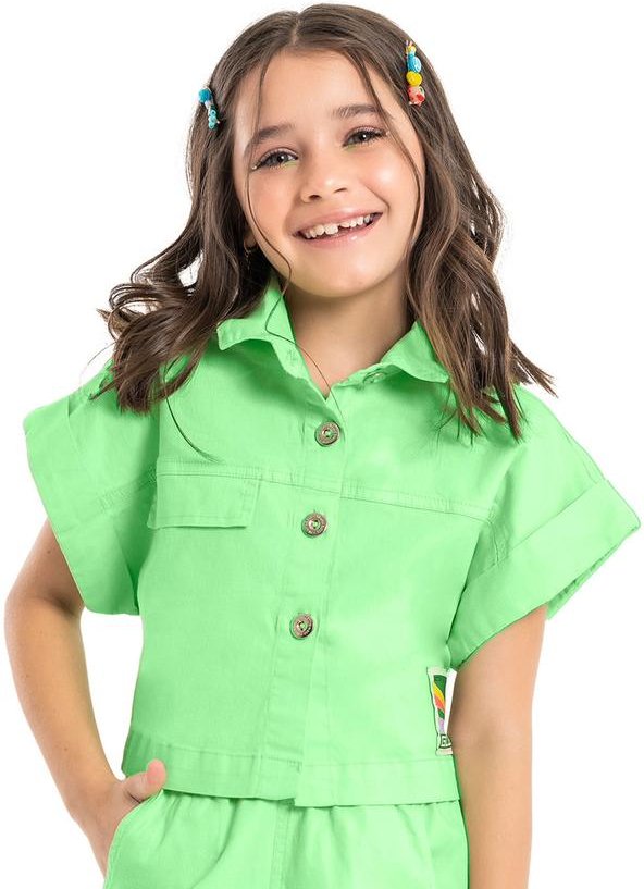 Imagem principal Camisa Cropped em Sarja Verde Gloss Gloss