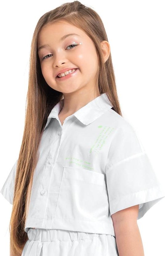 Imagem principal Camisa Cropped Juvenil em Tricoline Branco Gloss Gloss