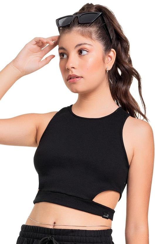 Imagem principal Regata Básica em Ribaninha Juvenil Preto Gloss Gloss